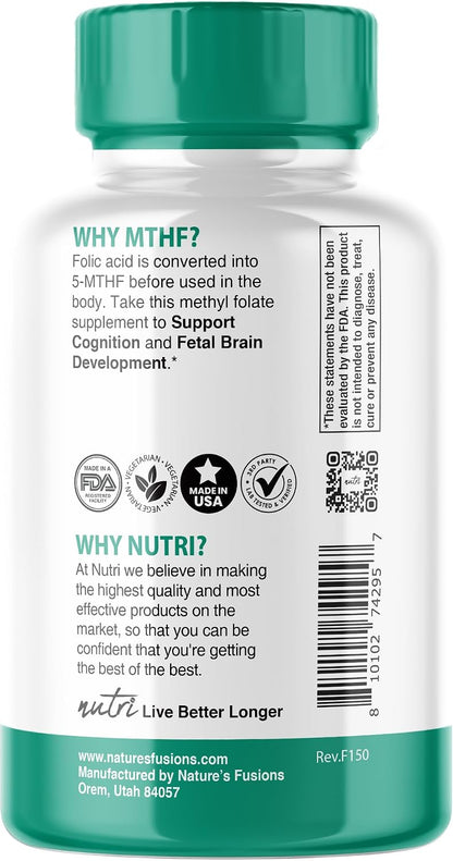 Nutri 5-MTHF L-Methylfolate 1 mg, 120 Vegan Tablets