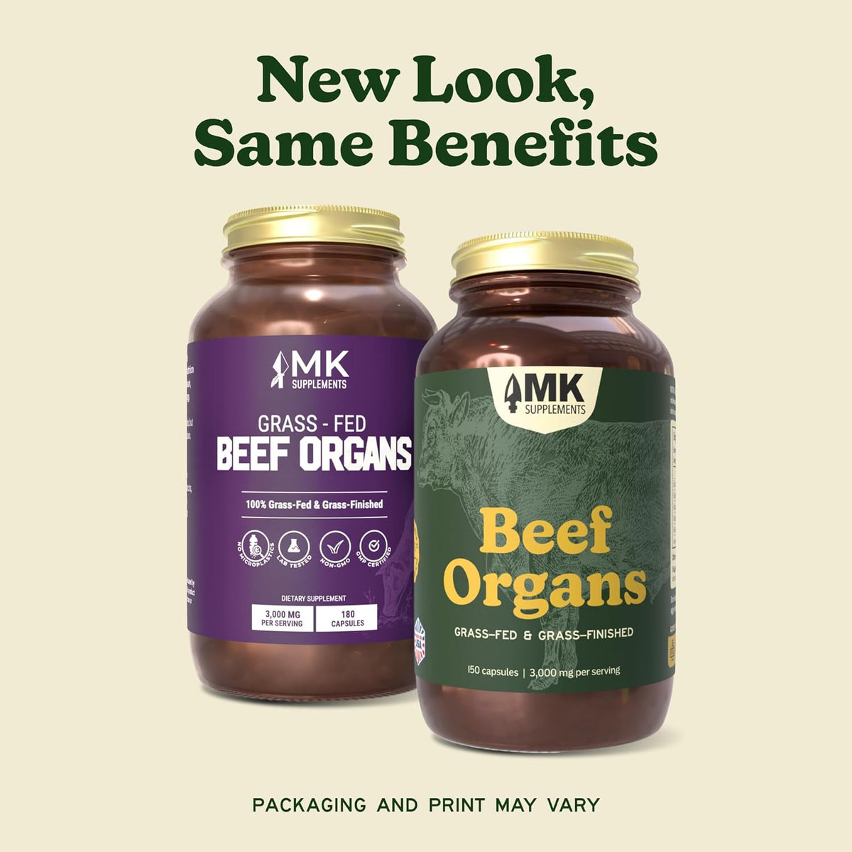 MK Supplements Grass-Fed Beef Organs Capsules | 5 Organs in Nature-Identical Ratios | B12, Copper & Haem Iron | Regeneratively Reared | 150 Capsules - görsel 2