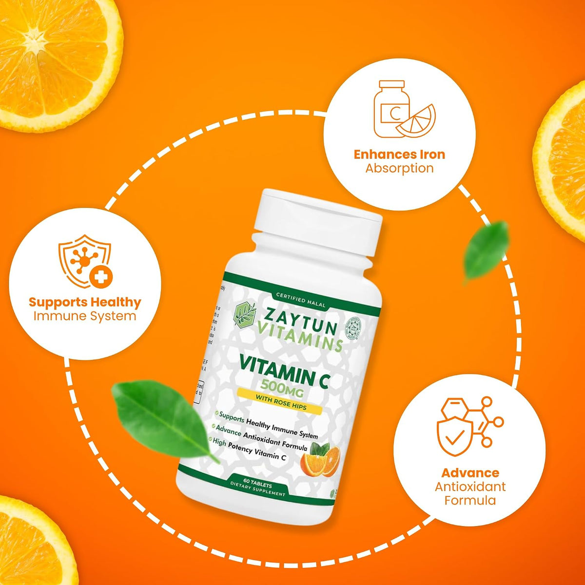 Zaytun Vitamins Halal Vitamin C 500mg Tablets with Rose Hips (3-Pack) - görsel 8