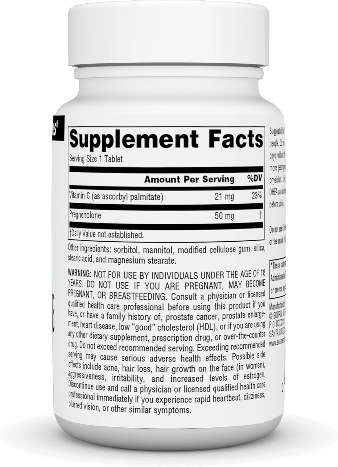 Source Naturals Pregnenolone 50mg – 60 Tablets - görsel 2
