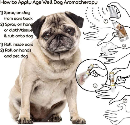 The Blissful Dog Pug Age Well Dog Aromatherapy Roll-On Bottle for Your Dog's Peaceful Ageing