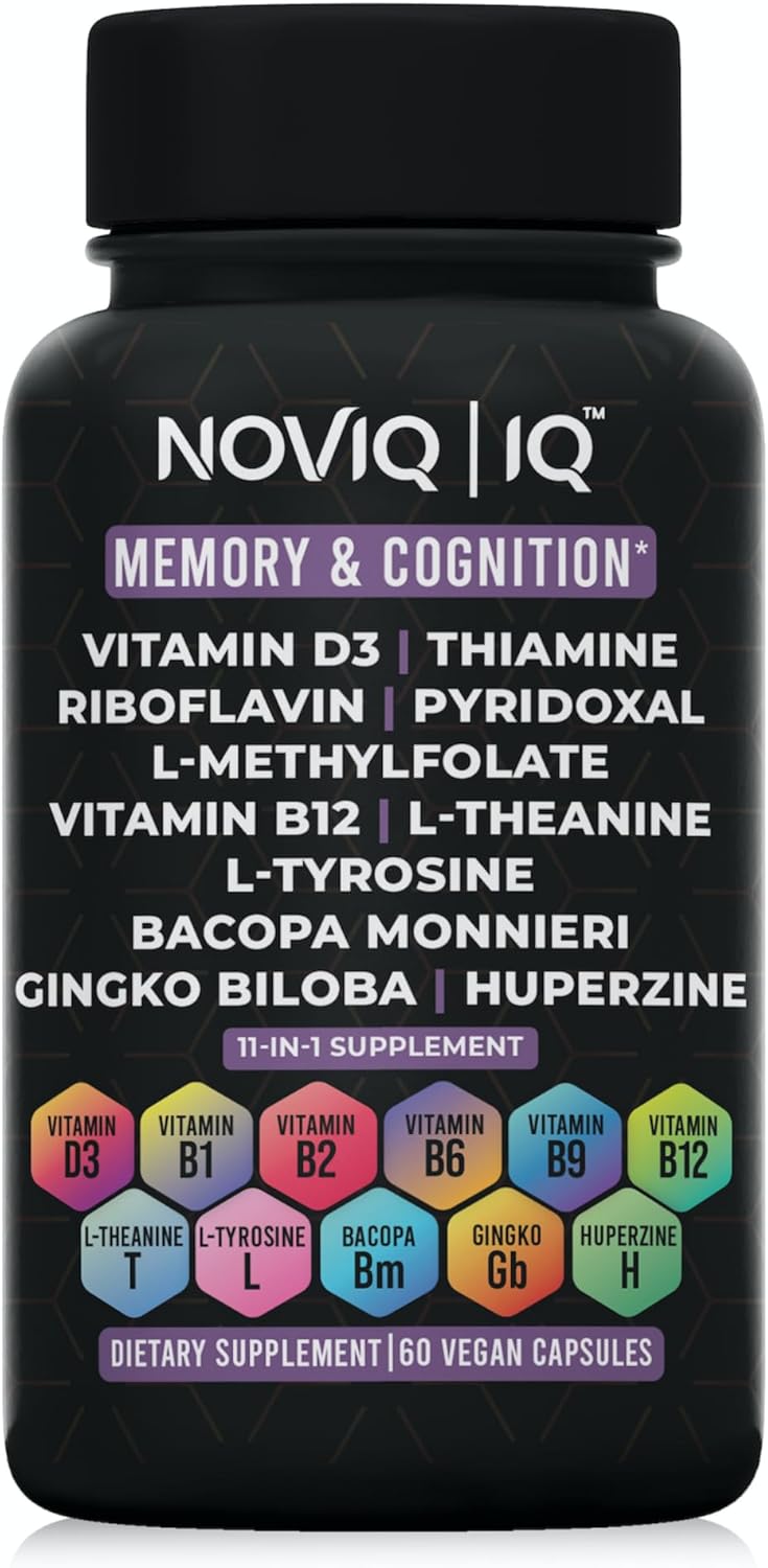 NOVIQ IQ Nootropic Supplement - 11-in-1 Brain Support with Methyl B-Complex - 60 Capsules - görsel 1