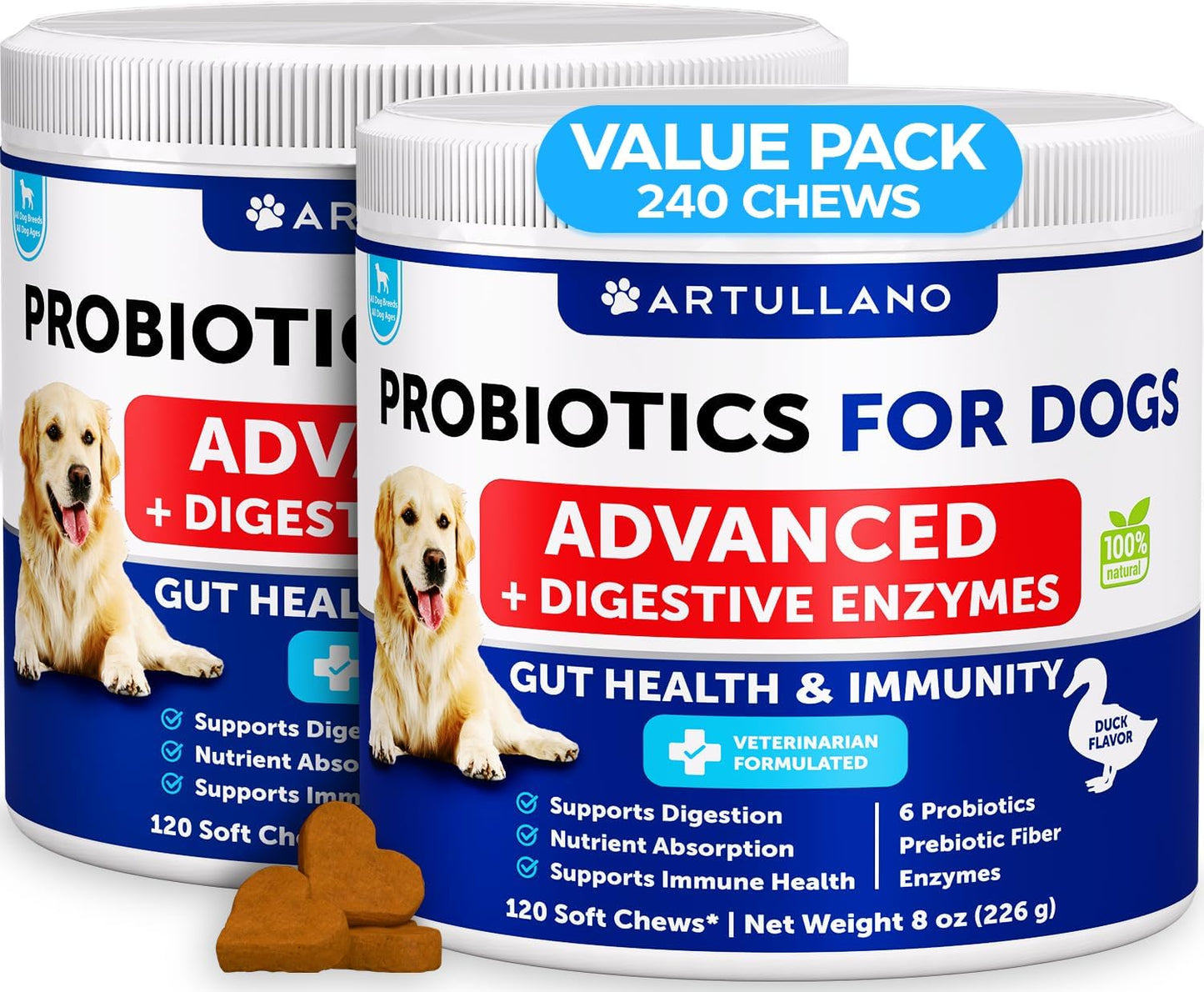 Probiotics for Dogs - Support Gut Health, Itchy Skin, Allergies, Immunity, Yeast Balance - Dog Probiotics and Digestive Enzymes with Prebiotics - 180 Probiotic Chews for Dogs - görsel 9