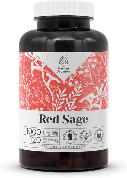 Garden Organics Red Sage 60 Capsules - High-Potency Herbal Food Supplement