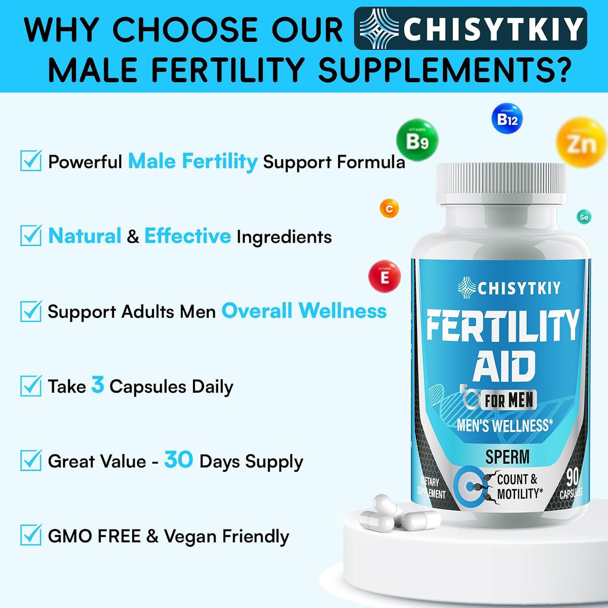 Male Fertility Supplements – Advanced Formula with Maca Root, Tribulus Terrestris, Zinc, CoQ10 (90 Caps) - görsel 4