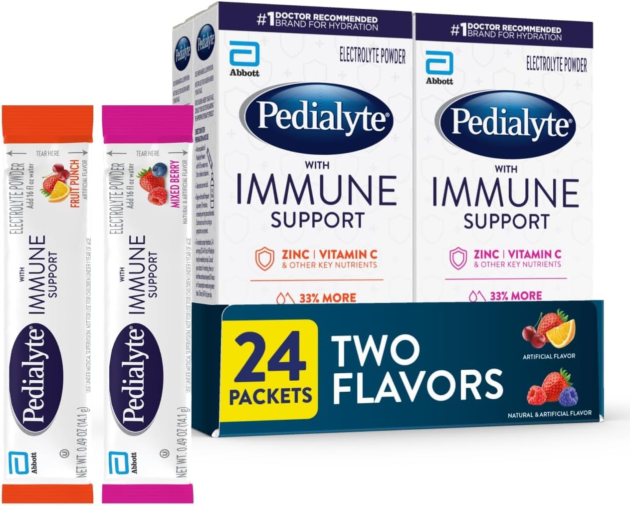 Pedialyte with Immune Support Electrolyte Drink Powder – Fruit Punch Flavour, 24 Powder Packets - görsel 9