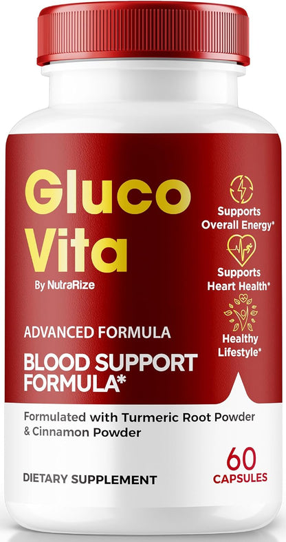NutraRize GlucoVita Capsules: Official Gluco Vita to Maintain Healthy Blood Levels – All-Natural Support Formula for Overall Wellbeing (60 Capsules)