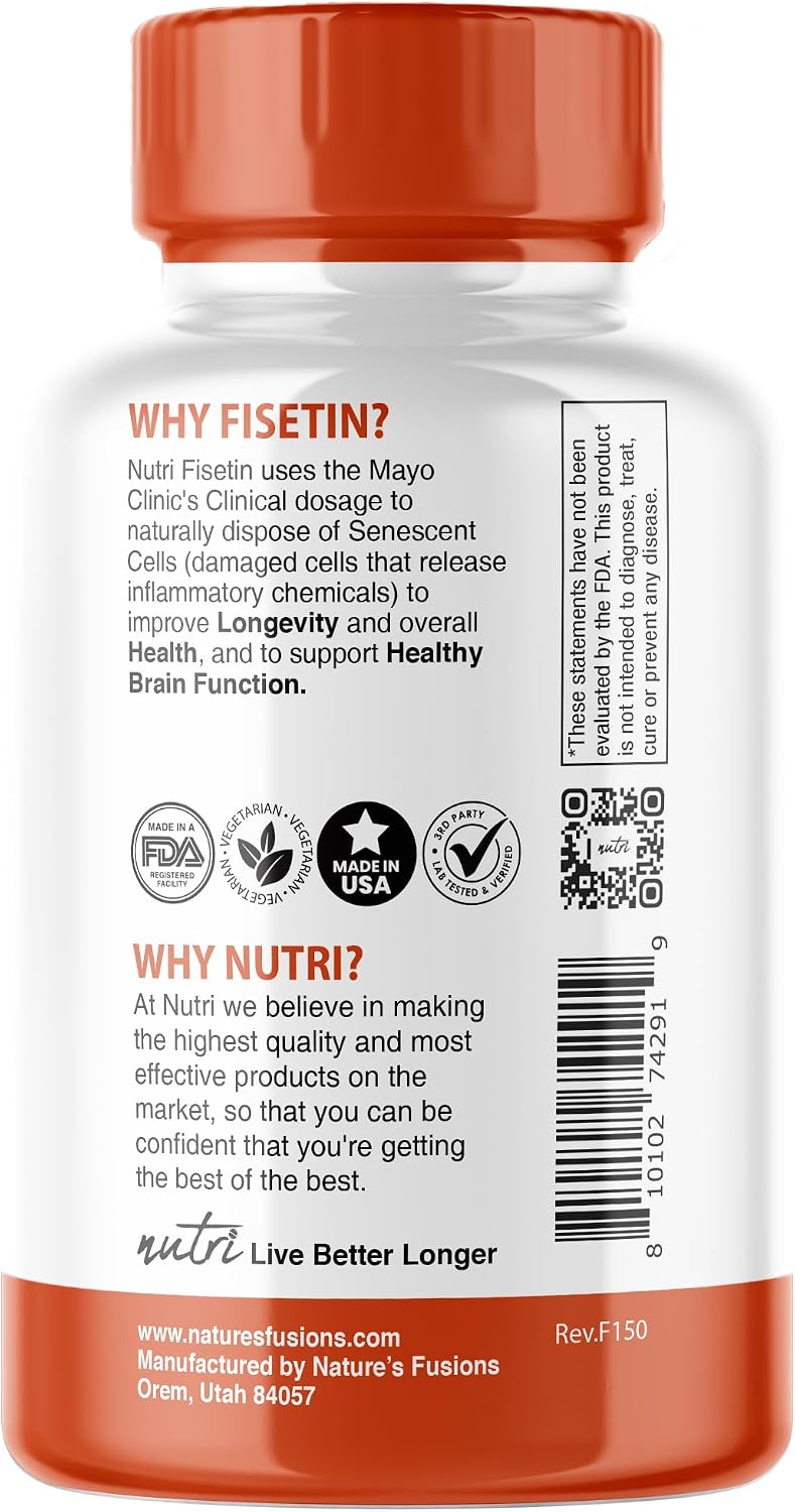 Nutri Fisetin 500 mg – Clinical Dosage Senolytic Activator – 32 Capsules - görsel 3