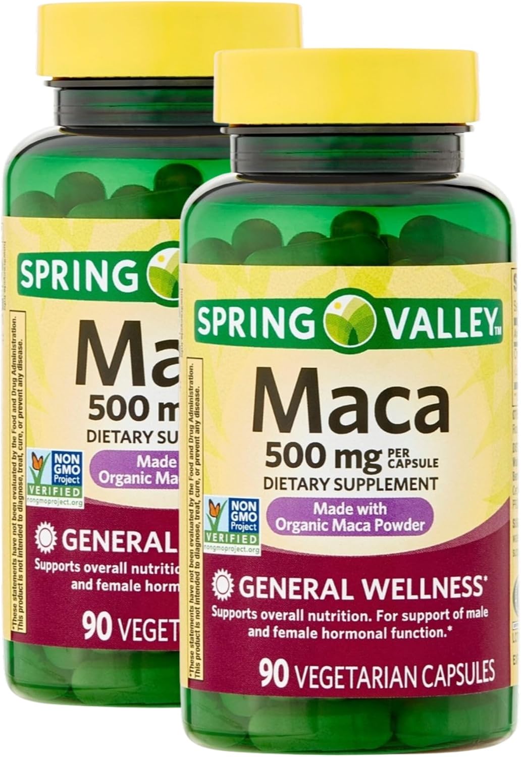Maca 500mg – 90 Vegetarian Capsules (Pack of 2) | Organic Maca Root Food Supplement | General Wellness | Non-GM & Gluten-Free - görsel 1