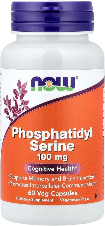 NOW Foods Phosphatidyl Serine, 100 mg, 60 Vegan Capsules (2-Pack)