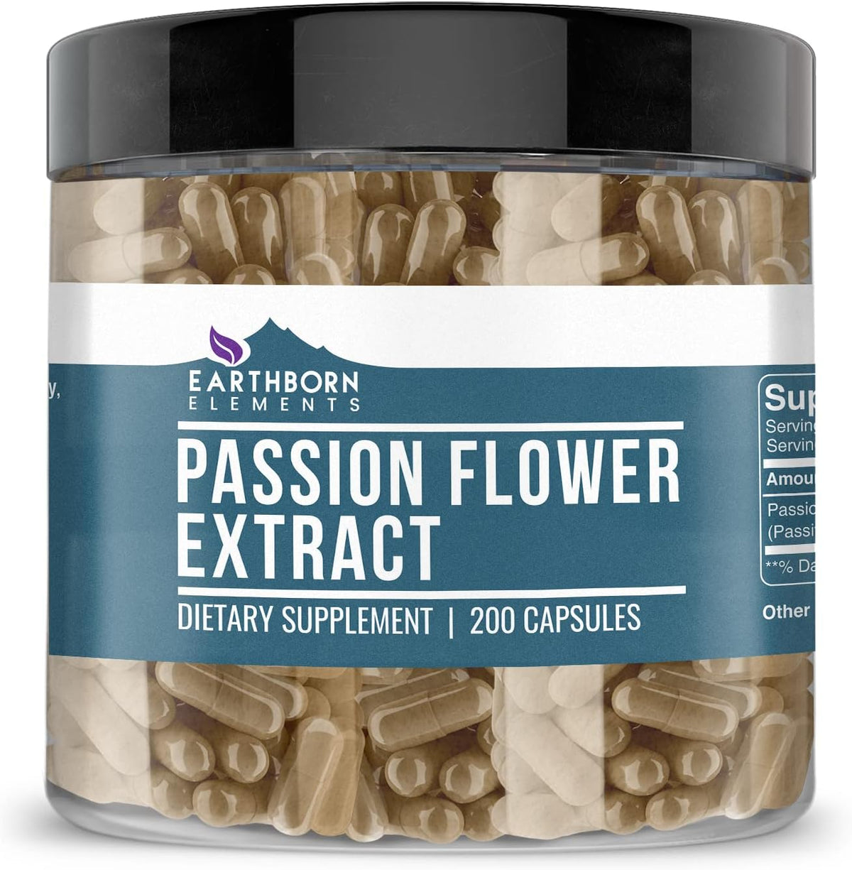 Earthborn Elements Passion Flower Extract 200 Capsules, Pure & Undiluted, No Additives - görsel 1