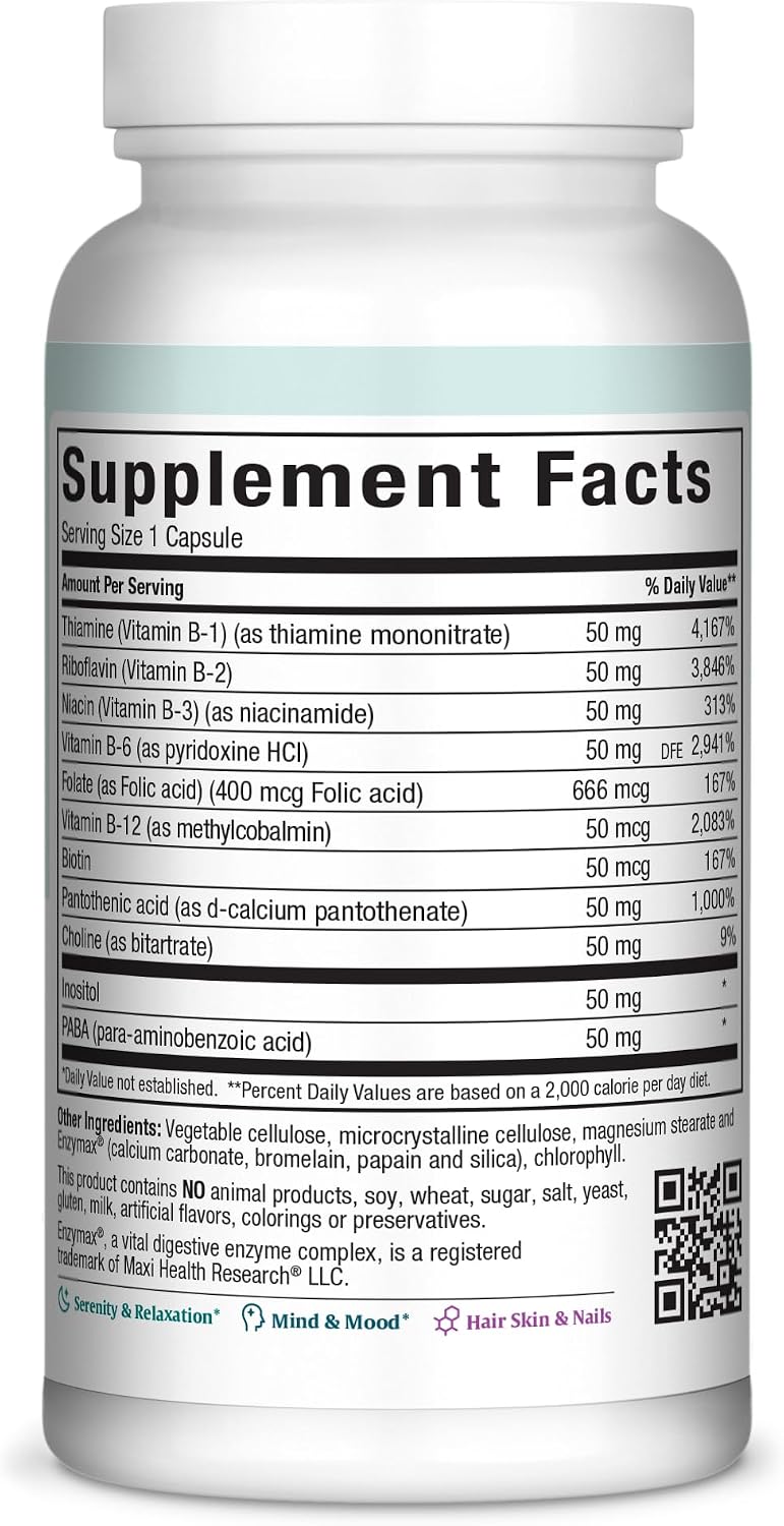 Maxi Health Stress Relief Vitamin B Complex - Vegan, Gluten & Soya Free, 250 Count - görsel 2