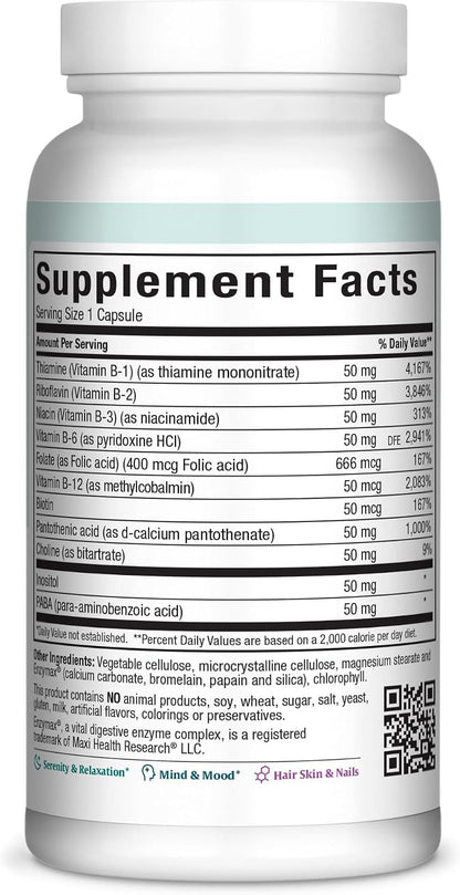 Maxi Health Stress Relief Vitamin B Complex - Vegan, Gluten & Soya Free, 250 Count