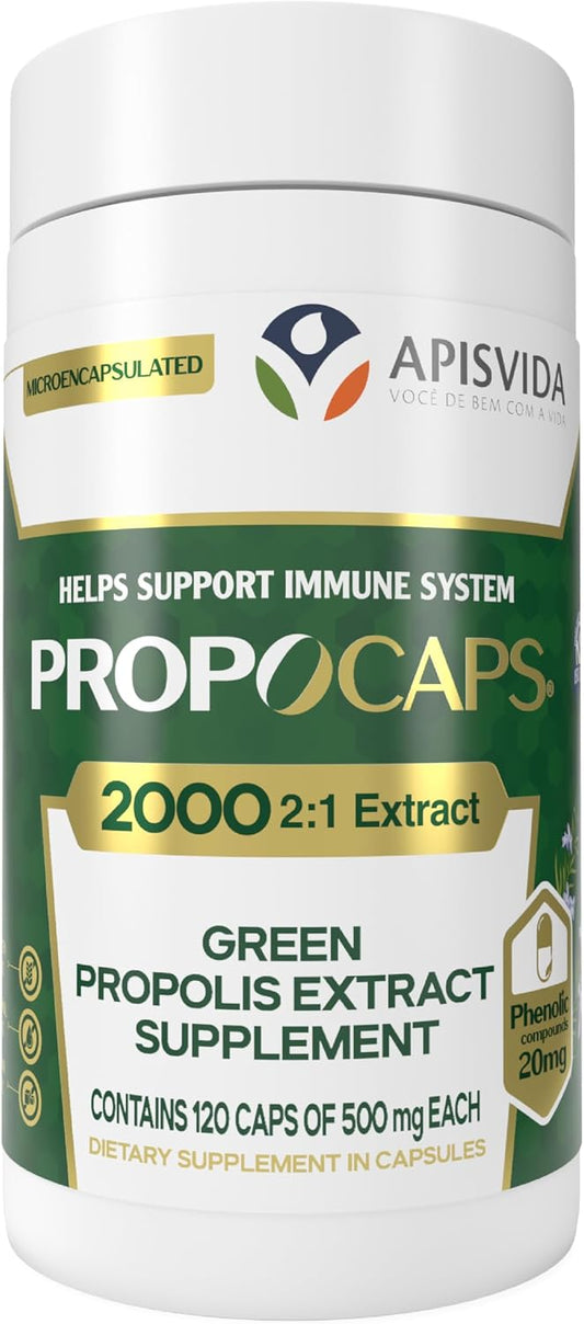 APIS VIDA PropoCaps 2000 – Green Propolis Extract Capsules – Immune Support – 120 Capsules