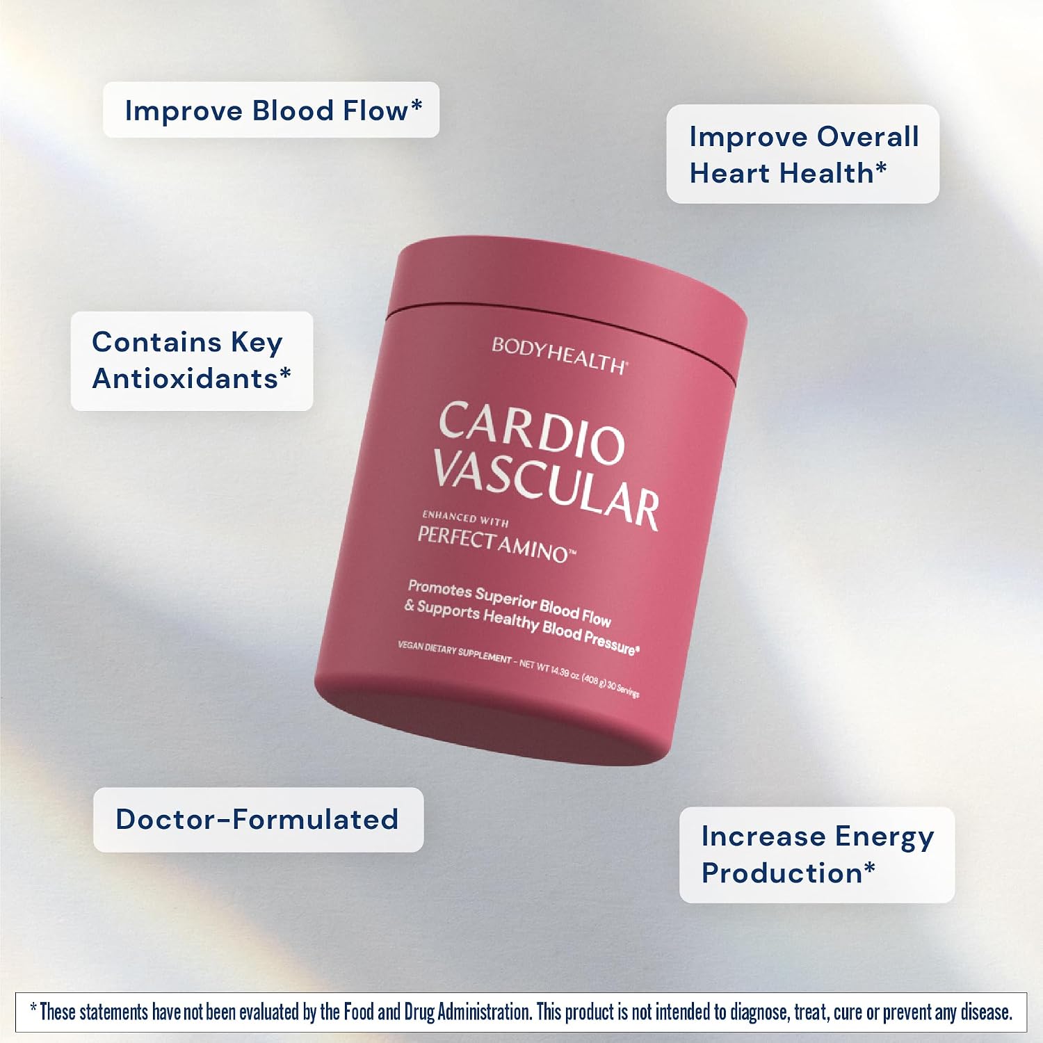 BodyHealth Cardio Vascular with PerfectAmino - Heart Health Supplement with CoQ10, Nicotinamide Riboside, Resveratrol, and D-Ribose - Chocolate Flavour, 30 Servings - görsel 3