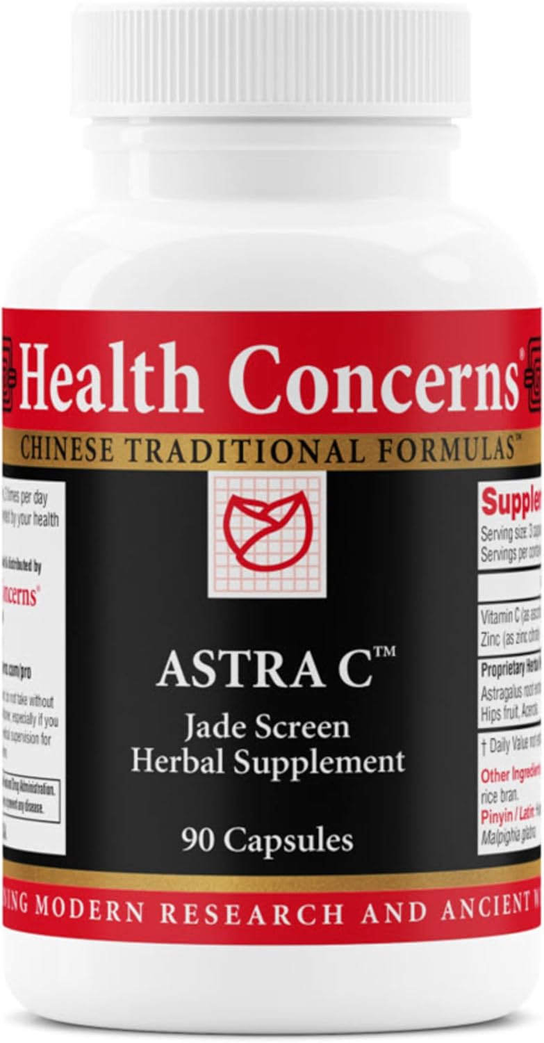 Health Concerns Astra C – Immune Support, Cold Prevention & Antioxidant Formula – Vitamin C, Zinc, Astragalus, Atractylodes, Rose Hips & Acerola – Natural Chinese Herbal Supplement – 90 Capsules - görsel 1