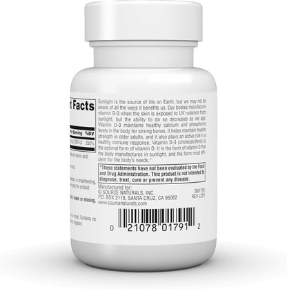 Source Naturals Vitamin D3 1000 IU (25 mcg) - 100 Tablets
