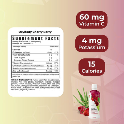 Youngevity Oxybody Cherry Berry Vitamins Minerals & Botanicals – Aloe Vera Liquid Supplement, 946 ml (Pack of 4)