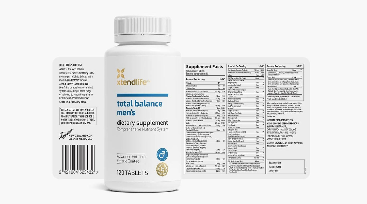 Xtendlife Total Balance Men's Multivitamin: 77+ Bioactive Nutrients for Daily Wellbeing (30-Day Supply) - görsel 3