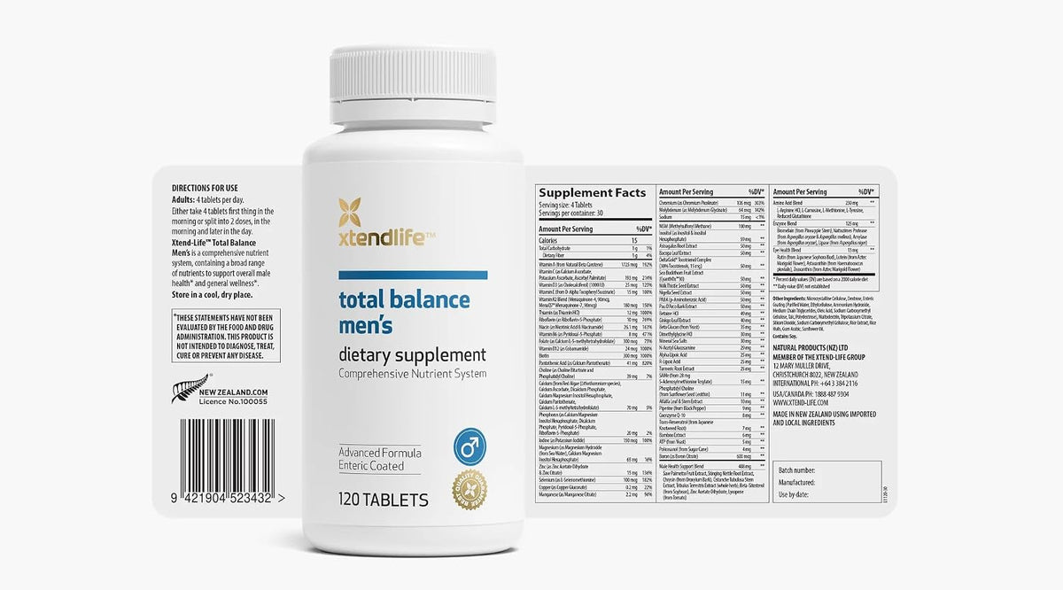 Xtendlife Total Balance Men's Multivitamin: 77+ Bioactive Nutrients for Daily Wellbeing (30-Day Supply) - görsel 3