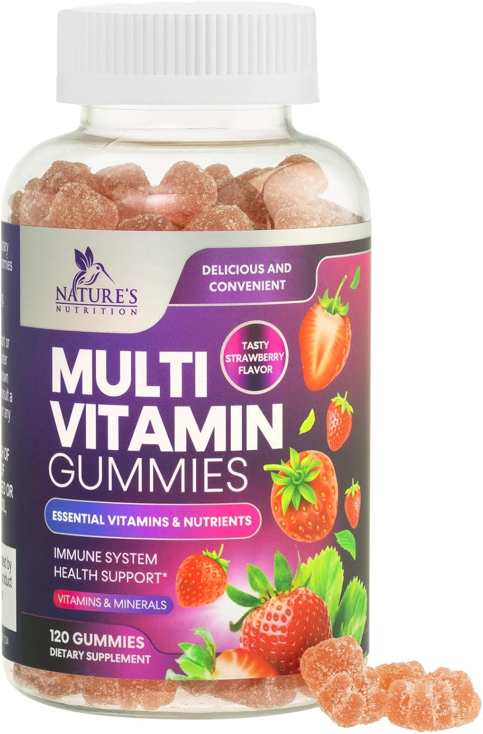 Multivitamin Gummies for Adults - Daily Adult Multivitamin Gummies with Vitamins A, C, D, B12 for Women & Men - Immune Support Gummy Multivitamins Supplement, 120 Count - görsel 1