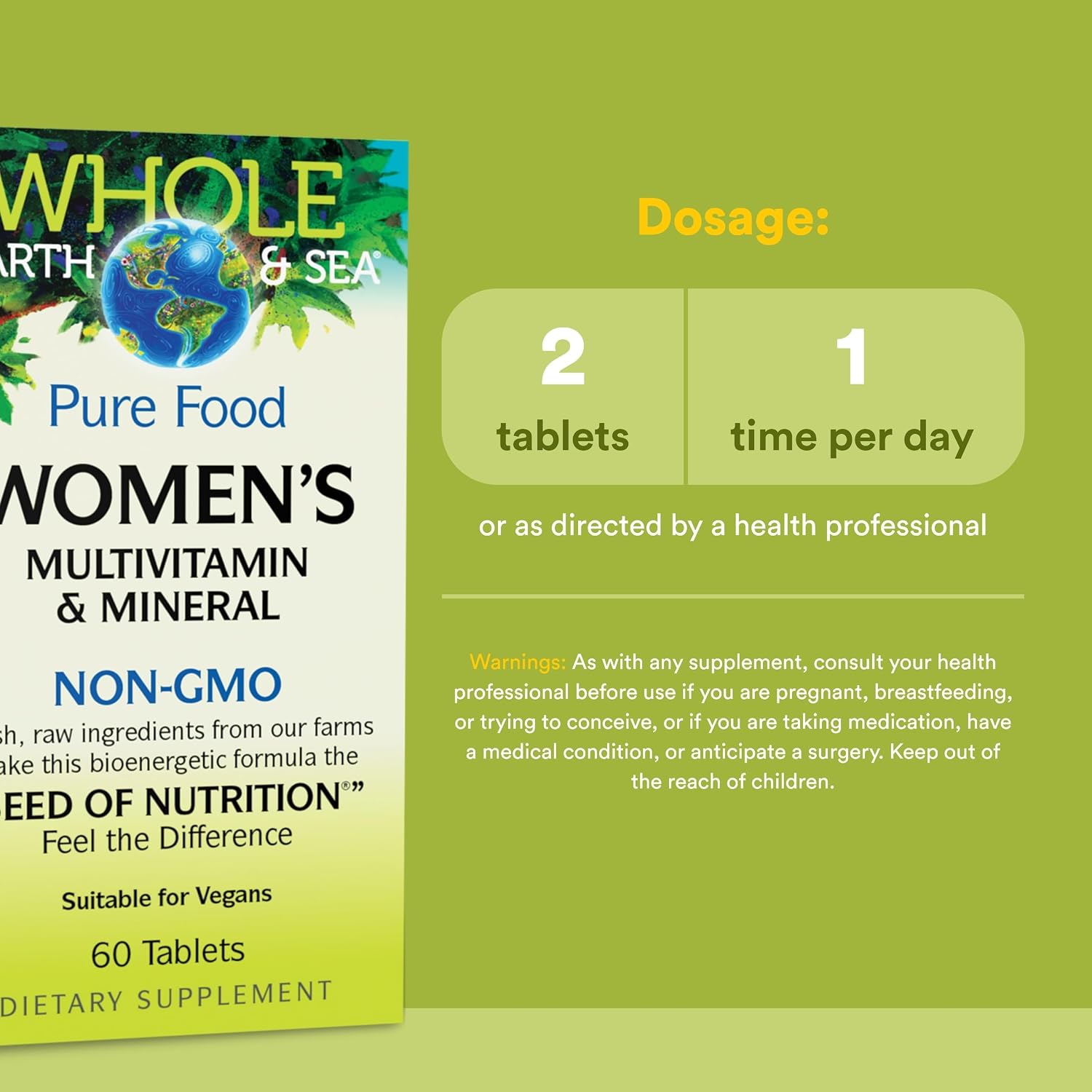 Whole Earth & Sea Women's Multivitamin & Mineral - Whole Food Supplement, Vegan, 60 Tablets - görsel 3