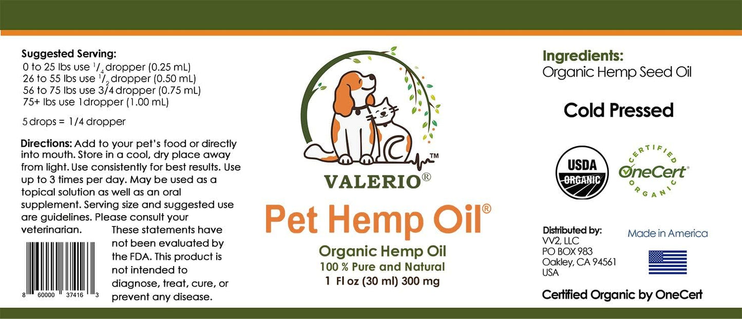 Valerio Pets Hemp Oil for Dogs and Cats - 1 Oz - Hemp Oil Drops with Omega Fatty Acids - Hip and Joint Support and Skin Health - görsel 7