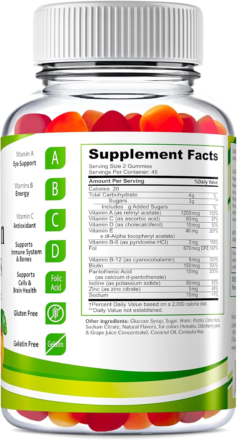 Greenfield Nutritions Halal Multivitamin Gummies for Adults – Gelatine-Free with Vitamin D3, B6, B12, Zinc & C (90 Gummies) - görsel 3
