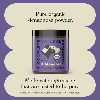 CNP Organic D'Mannose Powder for Pets 4oz - Pure D-Mannose Urinary Support for Dogs and Cats