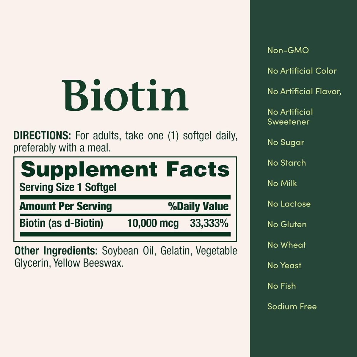 Nature's Bounty Biotin 10,000 mcg, 120 Softgels - görsel 5