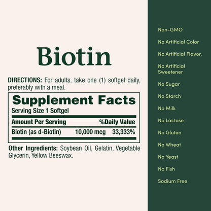 Nature's Bounty Biotin 10,000 mcg, 120 Softgels