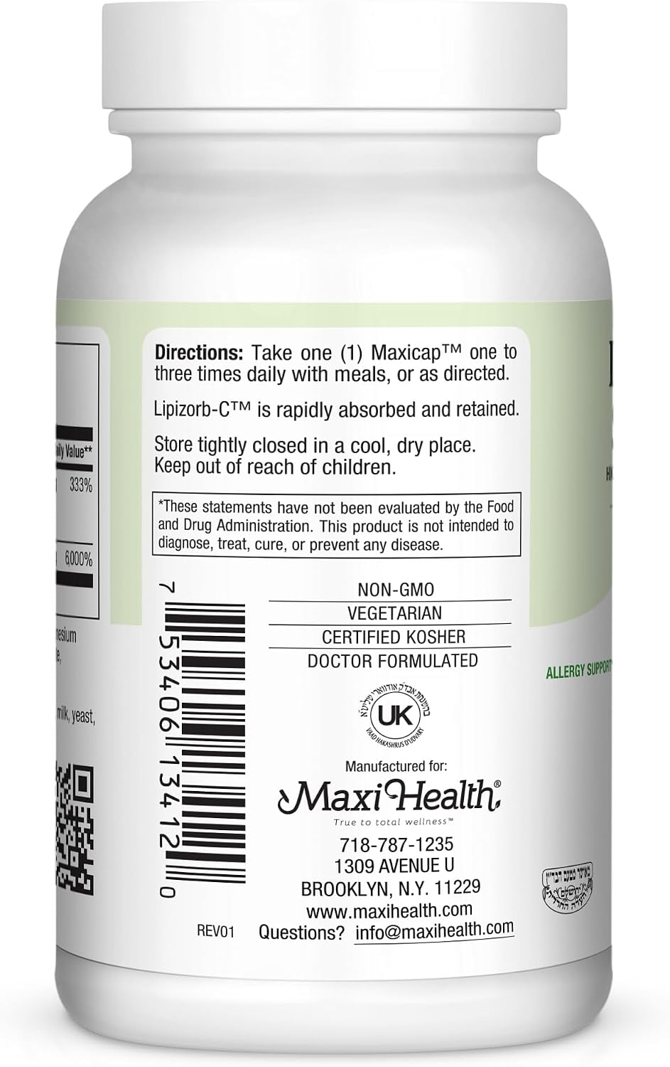 Maxi Health Pantomax Supreme – Immune Support with Vitamin C Lipizorb-C & Pantothenic Acid – 120 Capsules - görsel 3