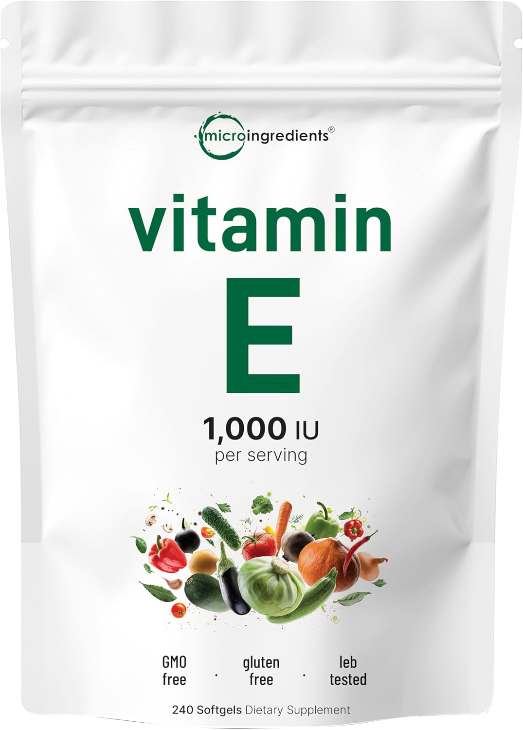 Micro Ingredients Vitamin E 1000 IU (450 mg) Per Serving, 240 Softgels | Daily Vitamin E Supplement | 4-Month Supply | Non-GMO, Gluten-free - görsel 1