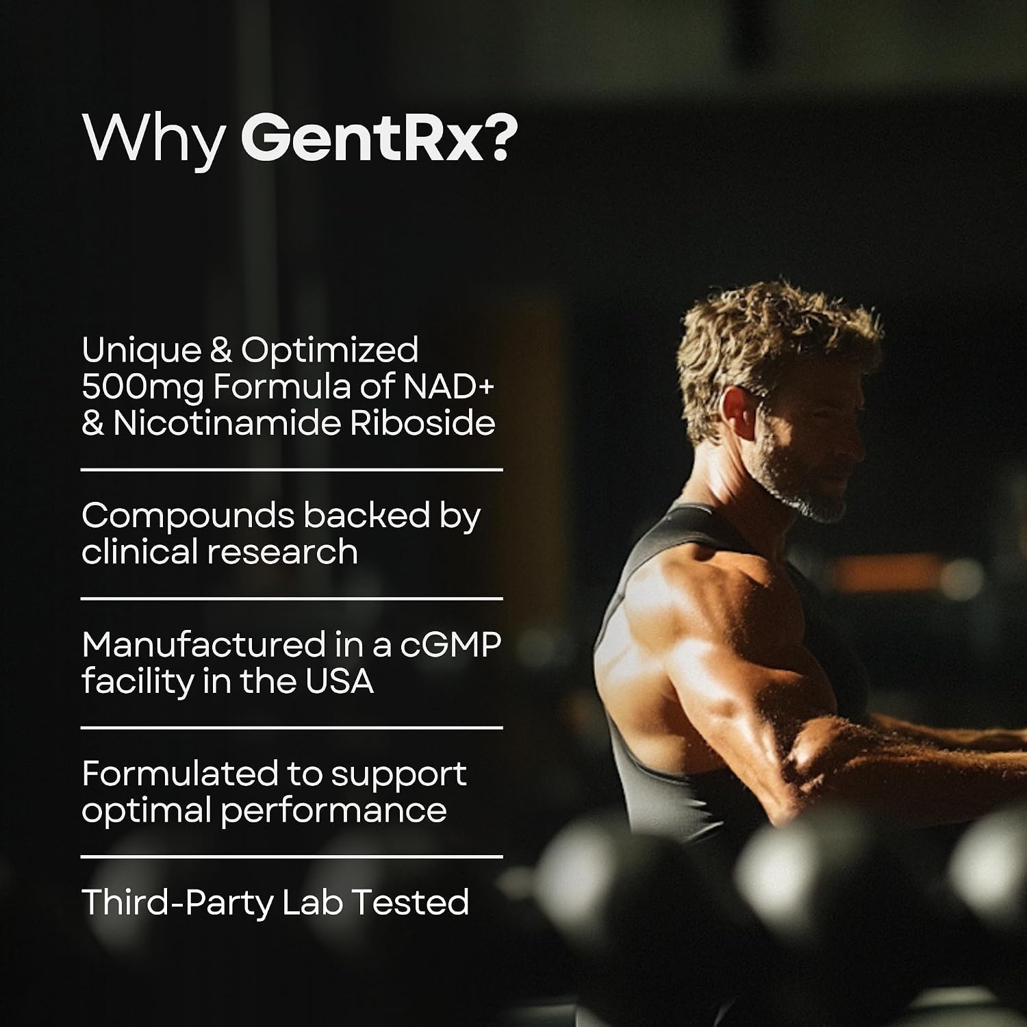 GentRx Third-Party Tested NAD+ & NR Supplement – Nicotinamide Riboside for Cellular Energy and Healthy Ageing, 30-Day Supply - görsel 7