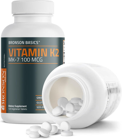 Bronson Vitamin K2 MK-7 100 mcg, 120 Tablets - Bone Health Support