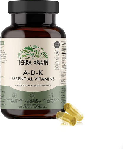 TERRA ORIGIN ADK Essential Vitamin Supplement, 60 Liquid Capsules