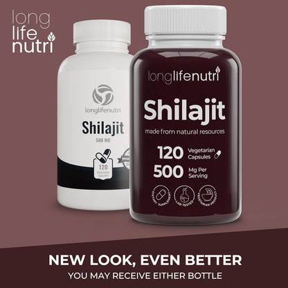 Shilajit Pure Himalayan Extract 500mg with 15% Fulvic Acid 500mg - 120 Vegetarian Capsules, 4 Month Supply, Organic Supplement for Vitality & Mental Clarity, Made in USA, Gluten-free, Non-GMO
