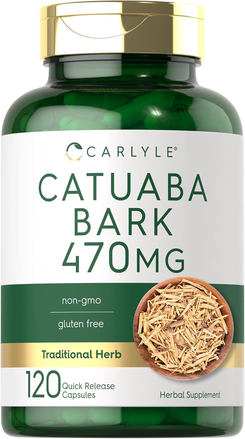 Carlyle Catuaba Bark Supplement, 470mg, 120 Capsules, for Men and Women, Non-GMO & Gluten-free - görsel 1