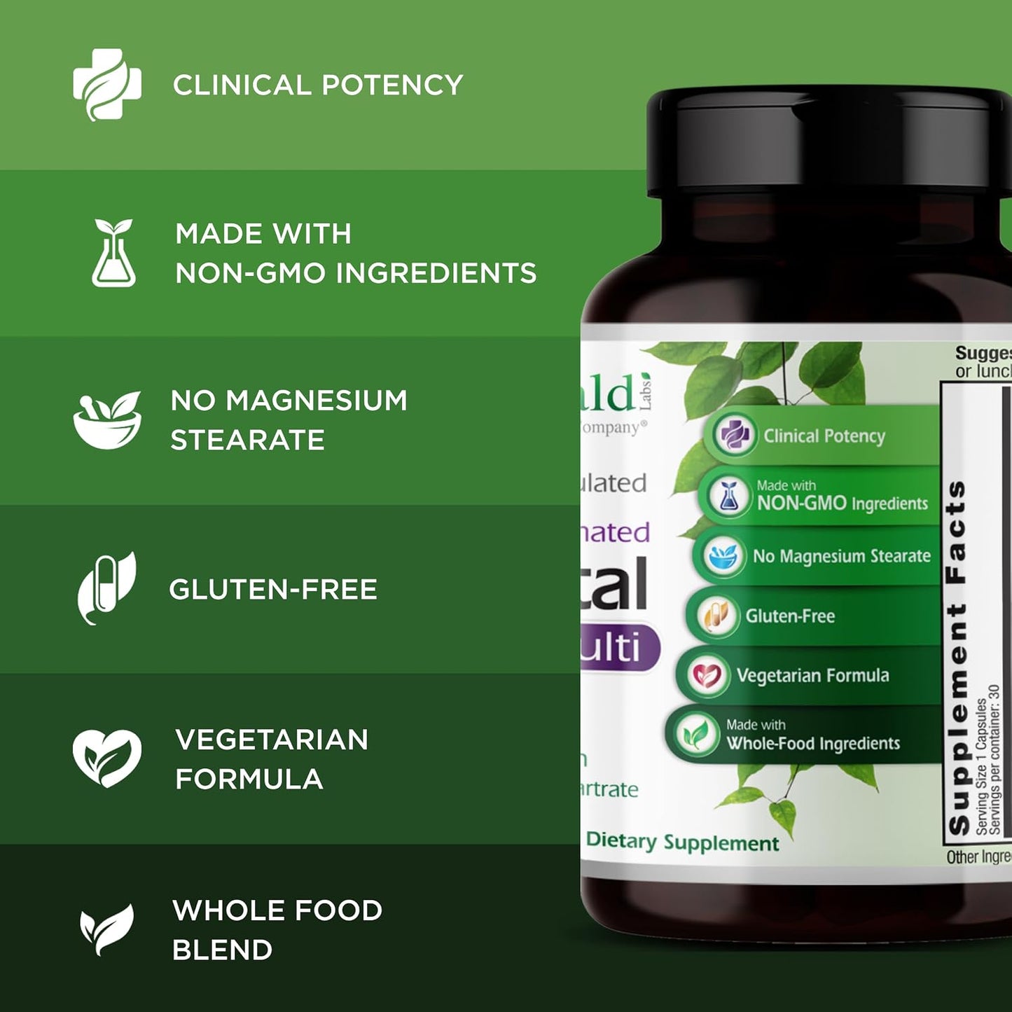 Emerald Labs Prenatal 1-Daily Multi - Prenatal Multivitamin with Methylated Folate, Iron, Whole-Food Blend & More, 30 Vegetable Capsules - görsel 4