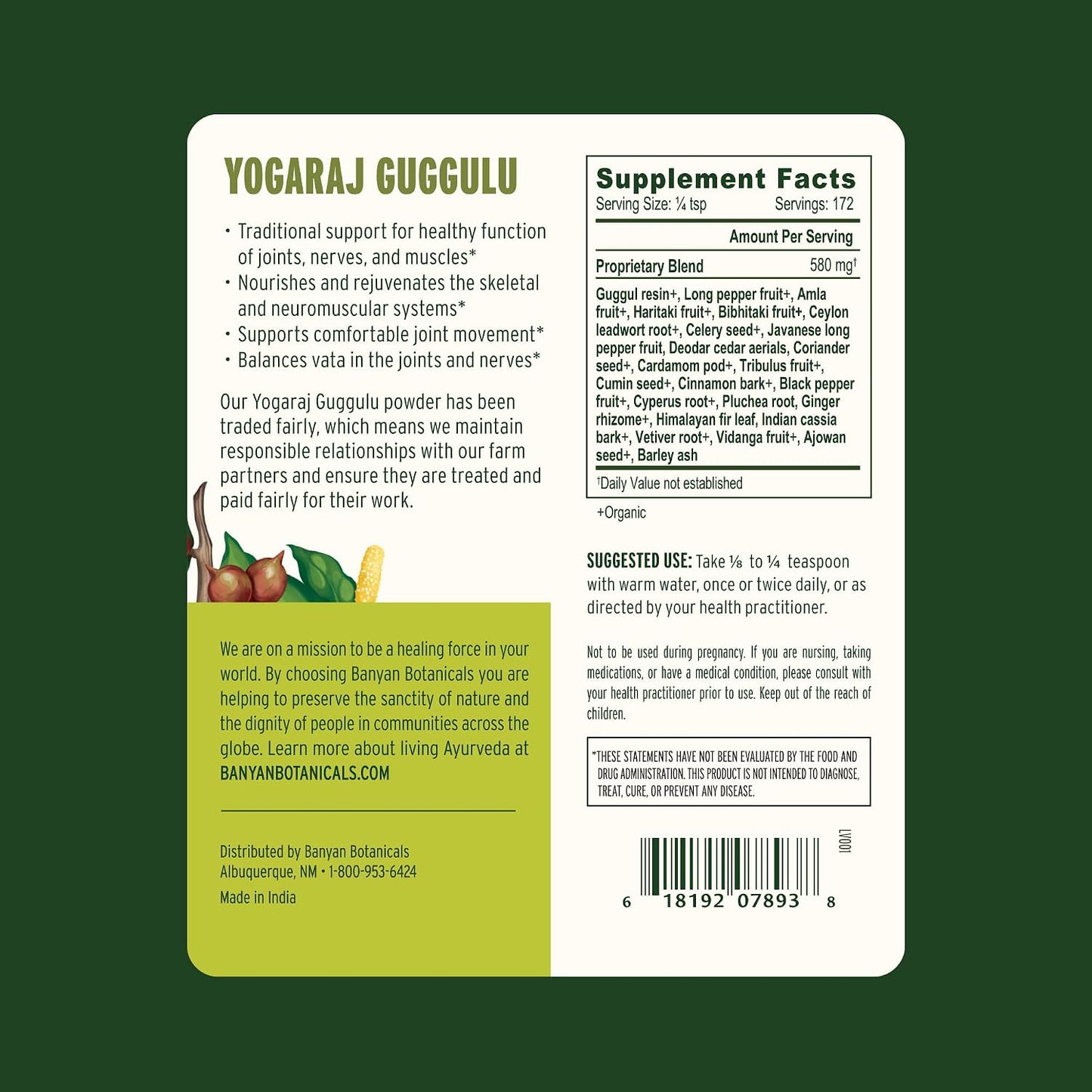 Banyan Botanicals Yogaraj Guggulu Powder – Organic Joint Support Supplement – Ayurvedic Blend – 100 g - görsel 4