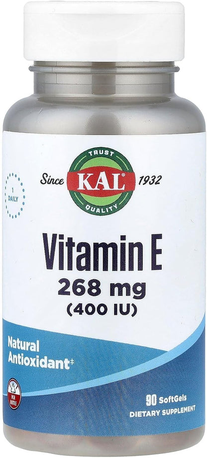 KAL Vitamin E, 268 mg (400 IU), 90 Softgel Capsules