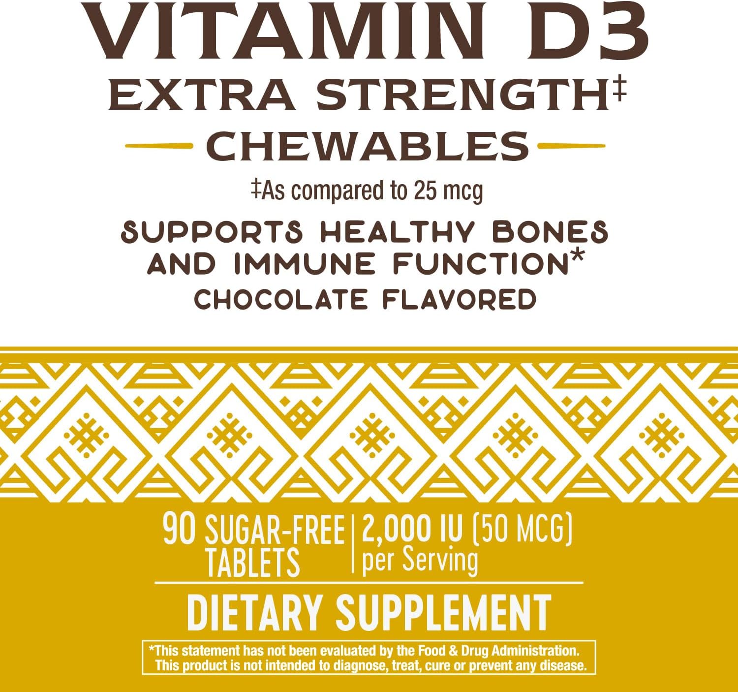 Nature's Way Vitamin D3 Extra Strength, Sugar-Free, Chocolate Flavoured, 90 Chewables - görsel 5