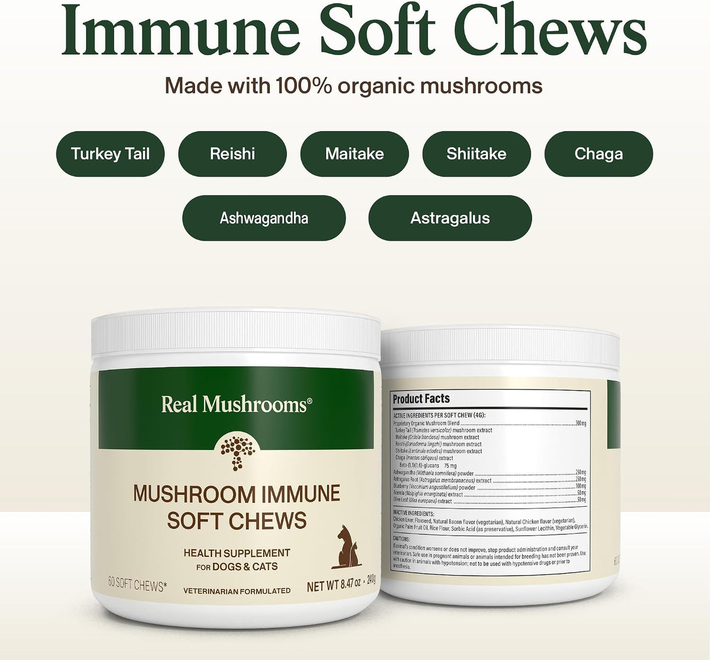 Real Mushroom Immune Pet Chews – Daily Digestive & Immune Support for Dogs and Cats (60 Chews) - görsel 3