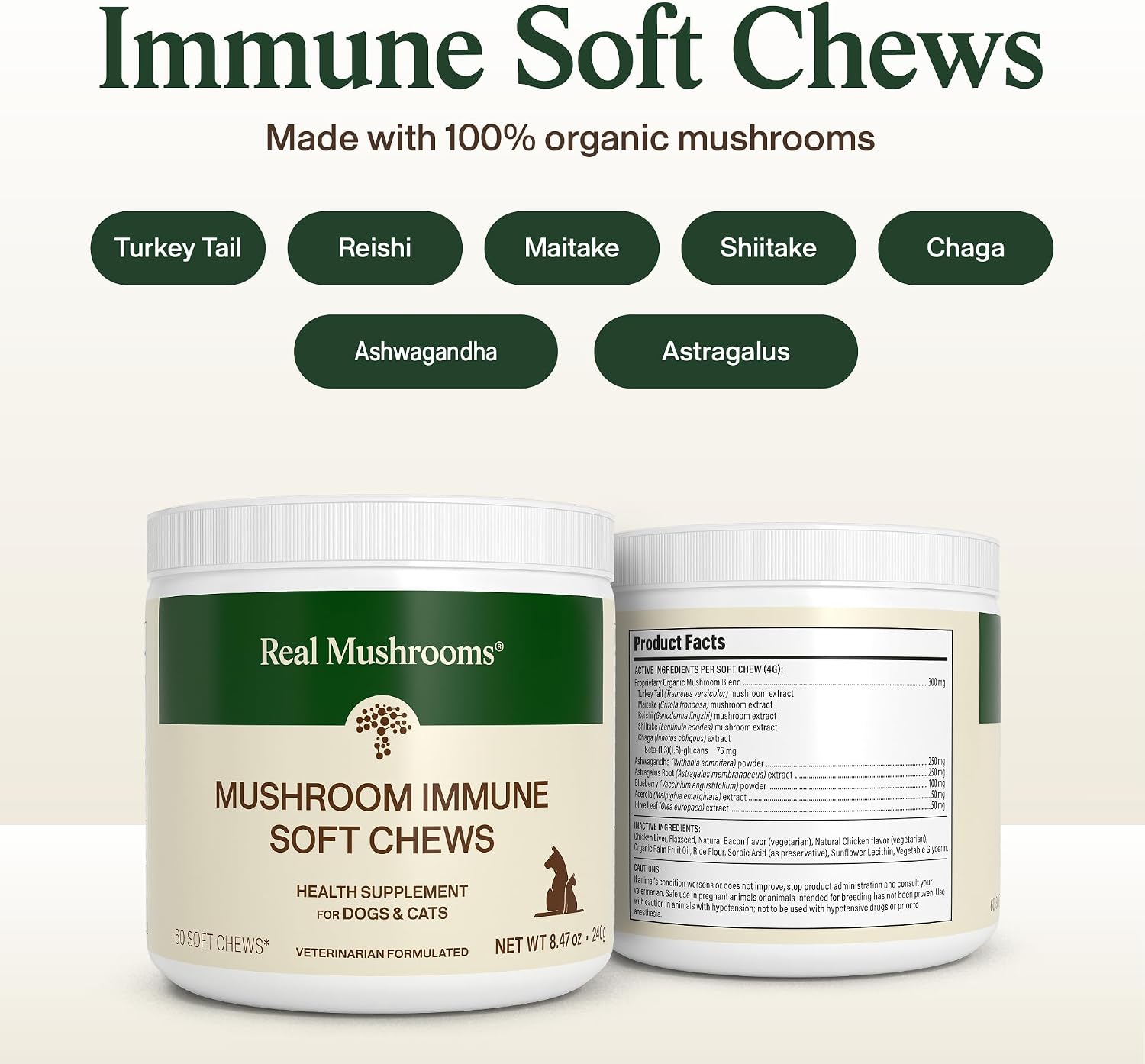 Real Mushroom Immune Pet Chews – Daily Digestive & Immune Support for Dogs and Cats (60 Chews) - görsel 3