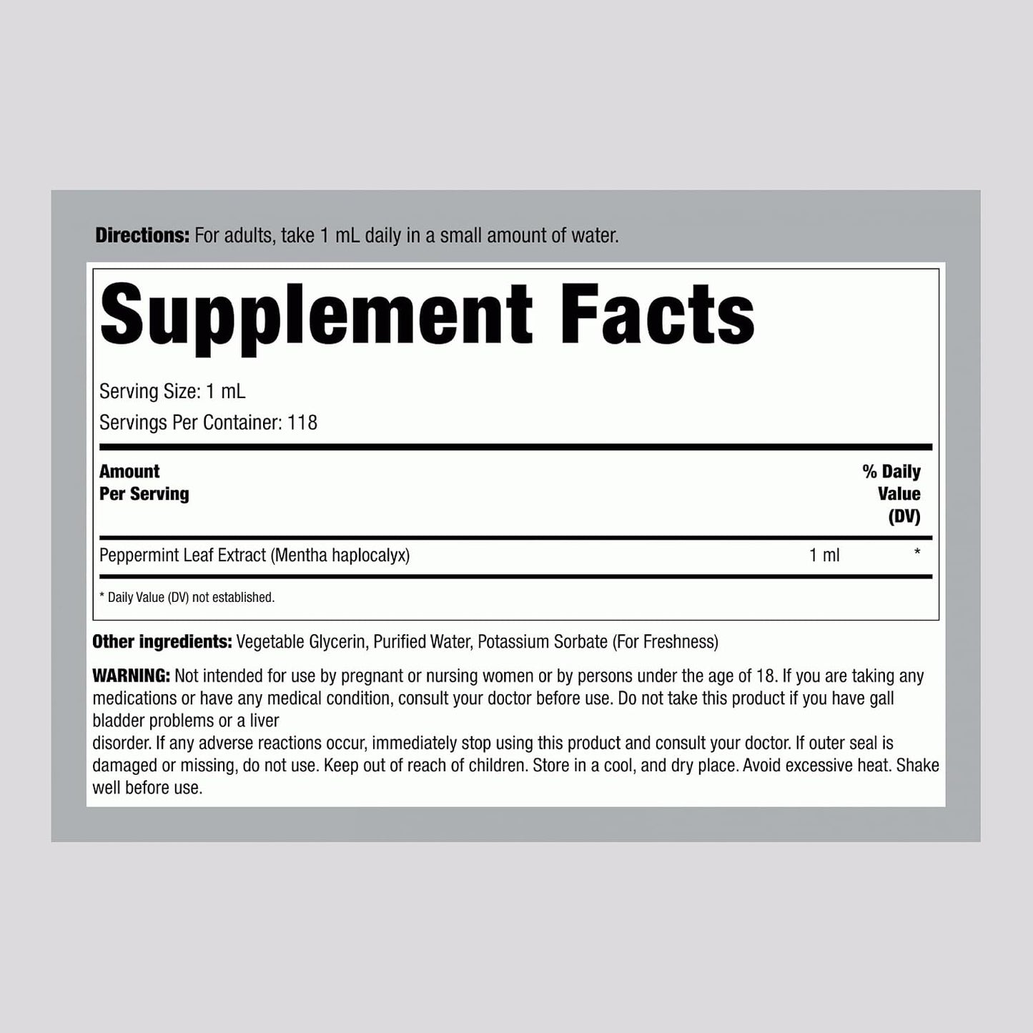 Piping Rock Peppermint Liquid Drops - 118 ml - Alcohol-Free Tincture - görsel 2