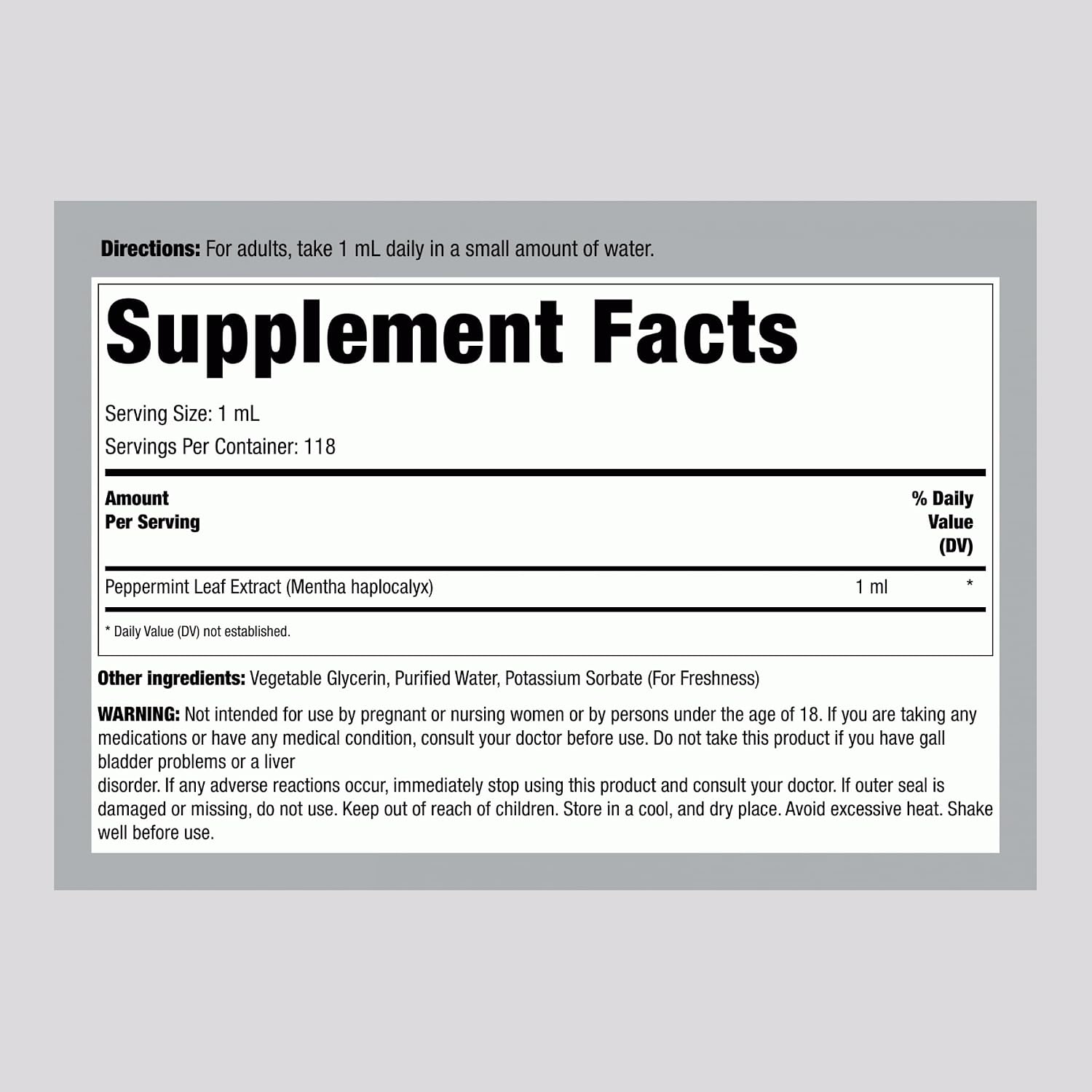 Piping Rock Peppermint Liquid Drops - 118 ml - Alcohol-Free Tincture - görsel 2