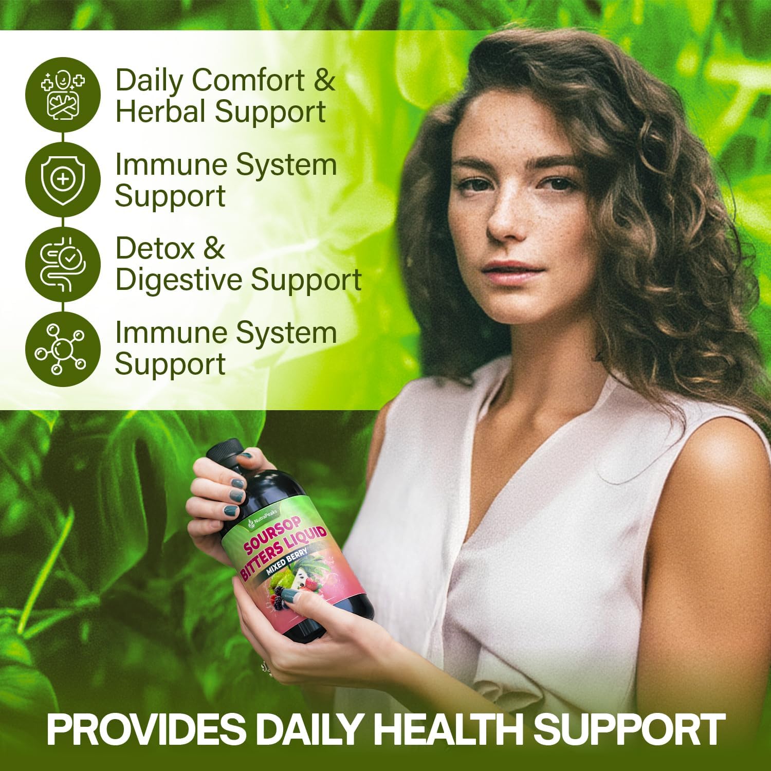 NutraPeaks Soursop Bitters Liquid – Mixed Berry, 480 ml - görsel 3