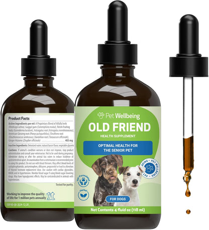 Pet Wellbeing Old Friend for Senior Dogs - Herbal Supplement for Immune, Joint, and Cognitive Support - 59 ml