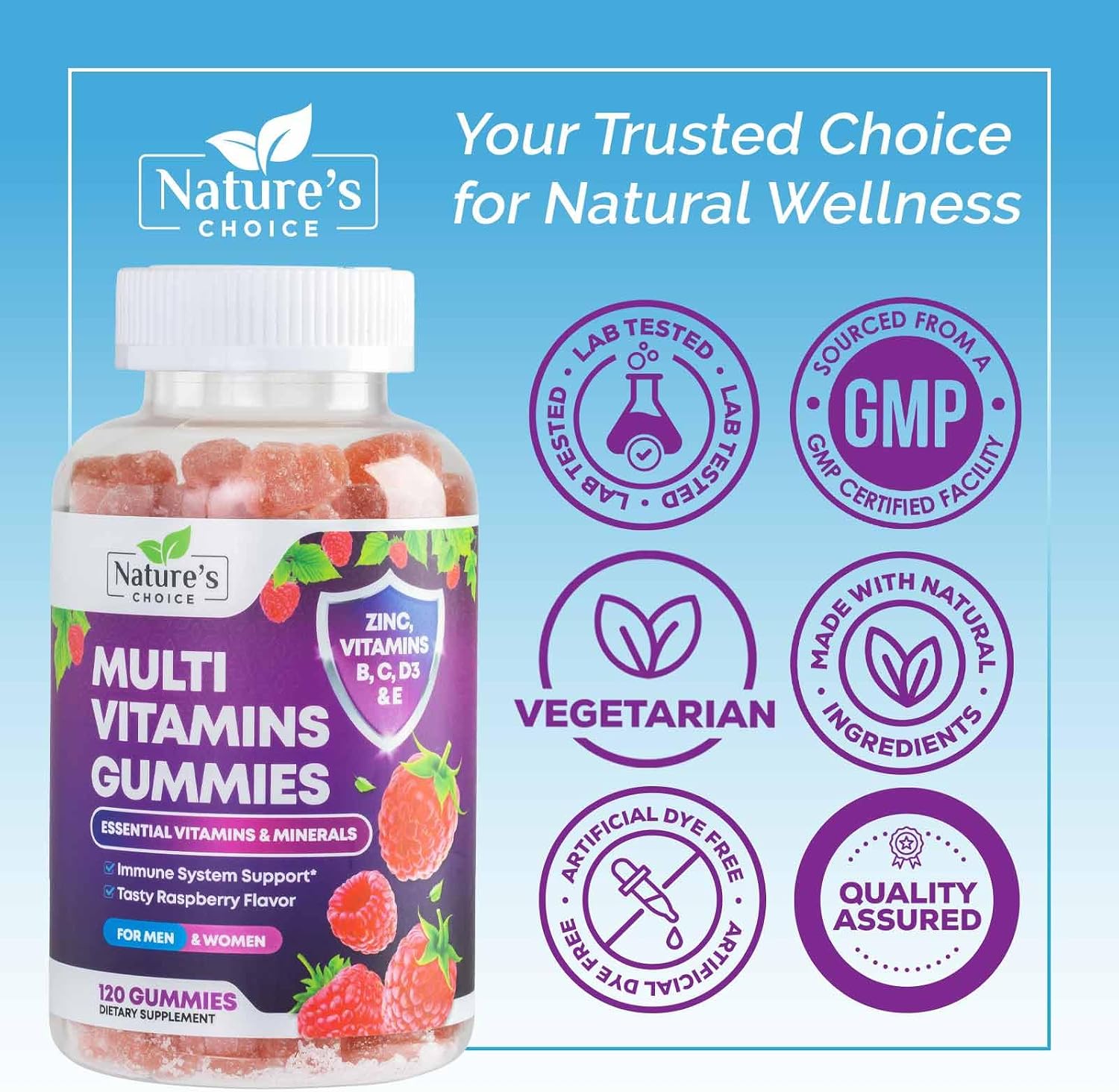 Nature's Choice Multivitamin Gummies for Adults – Complete Daily Support – 120 Gummies - görsel 4