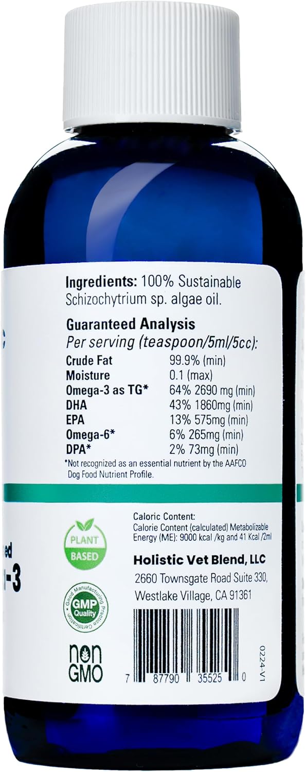 Holistic Vet Blend Green Omega-3 Oil for Pet Owners, Pure Marine Algae Supports Skin, Coat, Joint Health, Immune System, Heart, Kidney Function - görsel 3